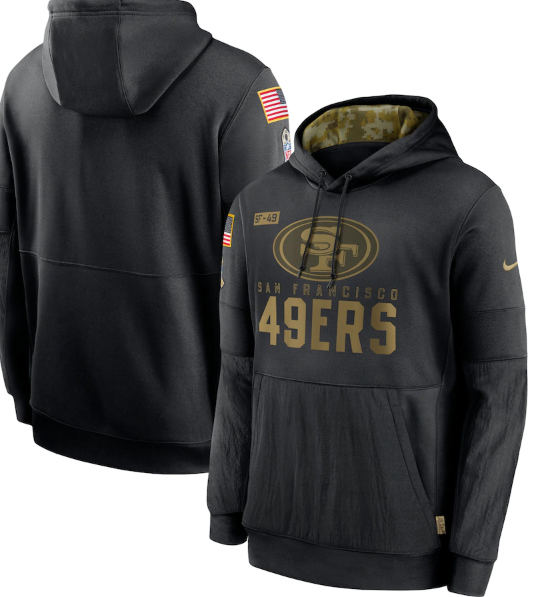 Men's San Francisco 49ers 2020 Black Salute to Service Sideline Performance Pullover Hoodie